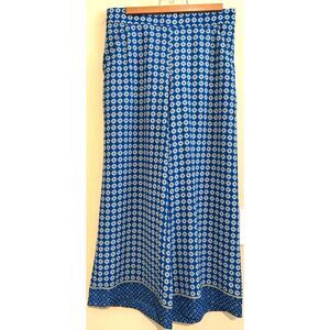 Max Studio Women's Blue Geometric Floral Wide Leg Pull-On Pants Size Medium
